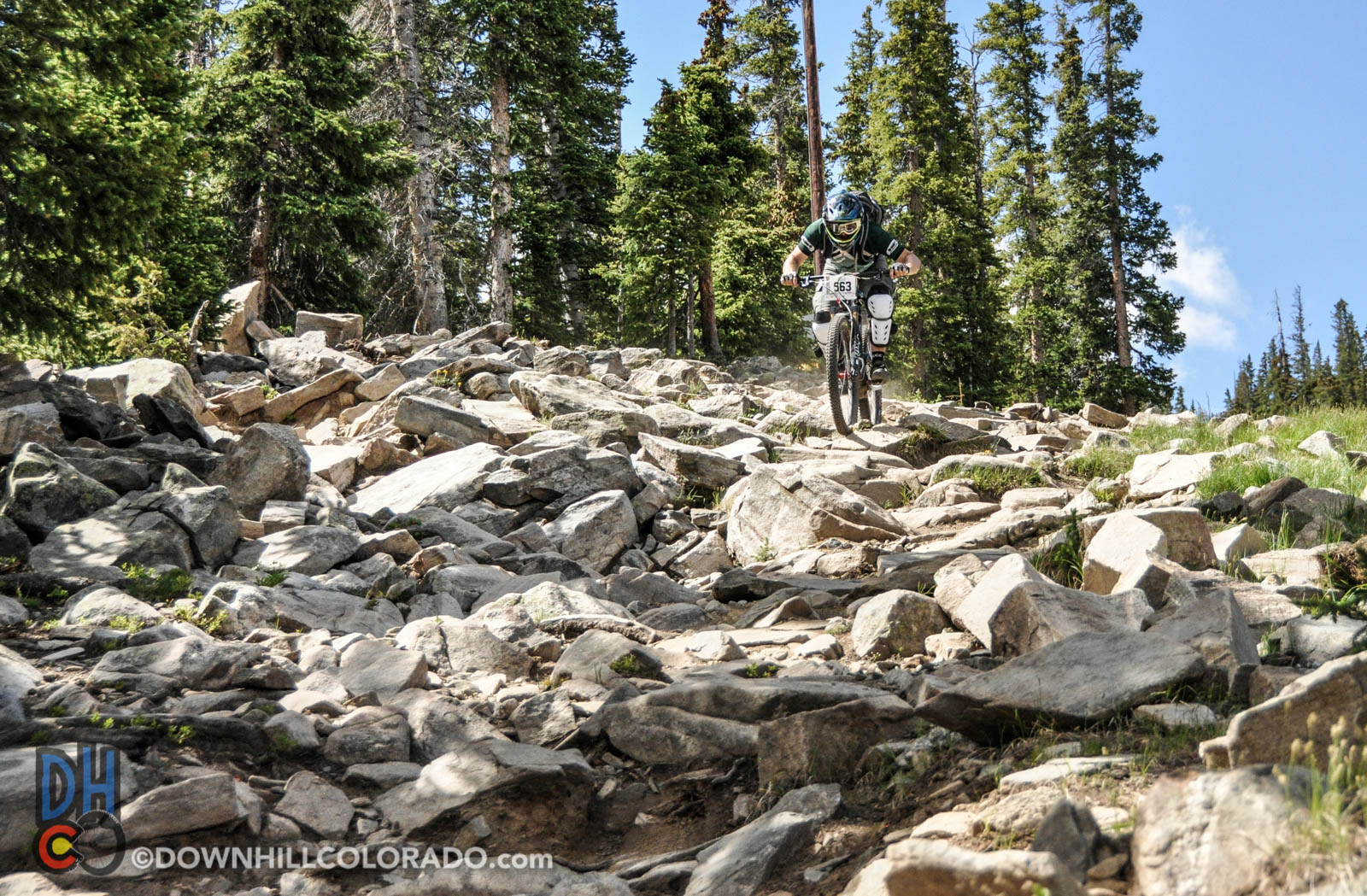The author in the higher-speed Cowboy Up rock garden. Photo: Lauren Forcey, DownhillColorado.com.