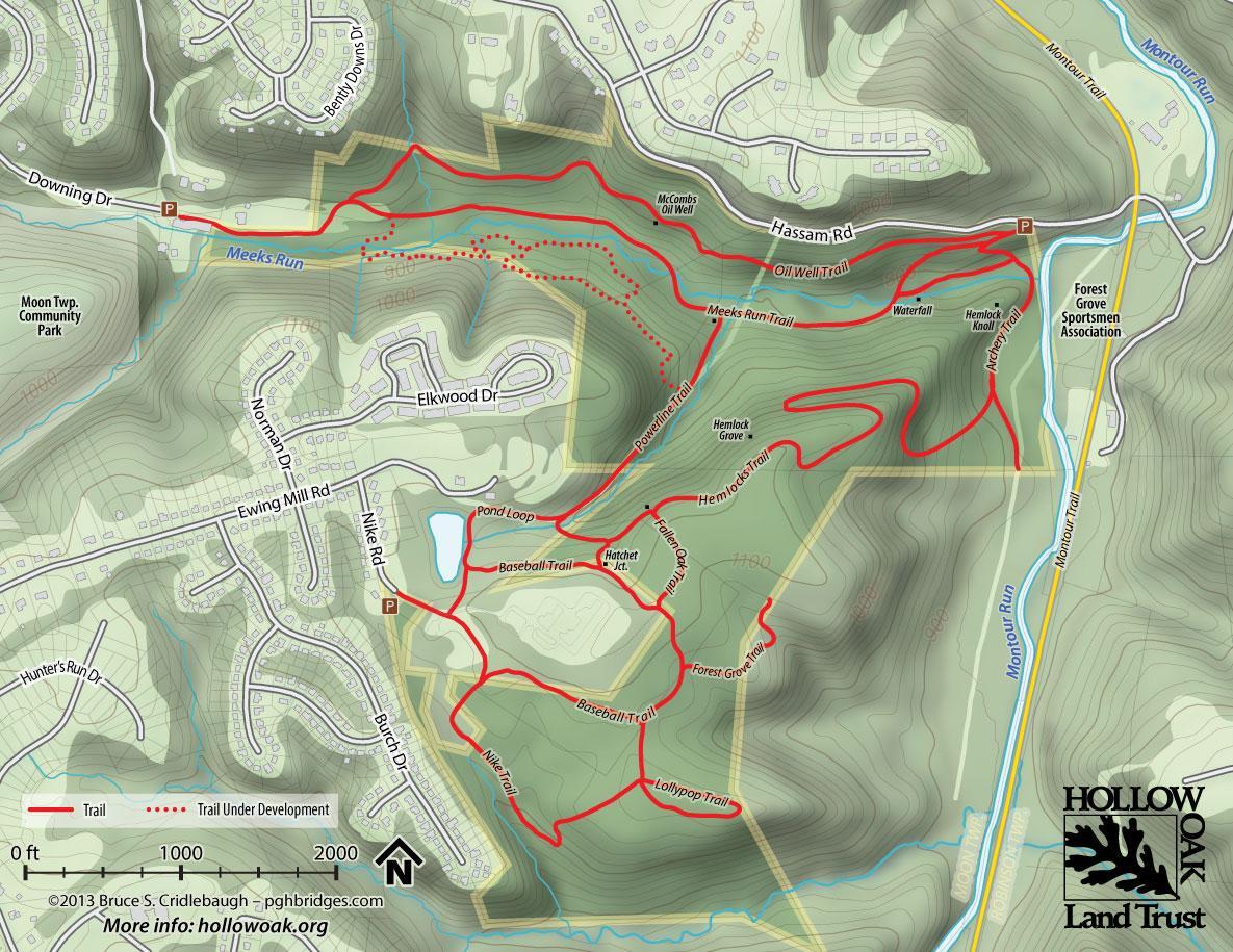 Montour Woods Mountain Bike Trail in Moon Township, Pennsylvania