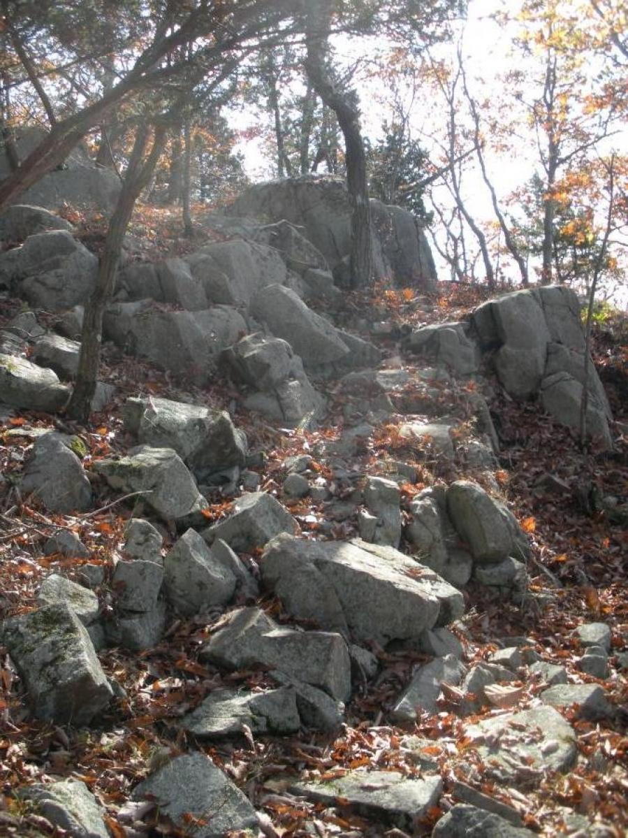 West Rocks State Park Mountain Bike Trail in New Haven, Connecticut