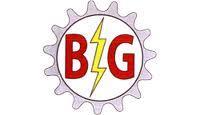 Logo featuring the letters "B" and "G" in red, surrounded by a gear icon with a lightning bolt in the center, against a white background.