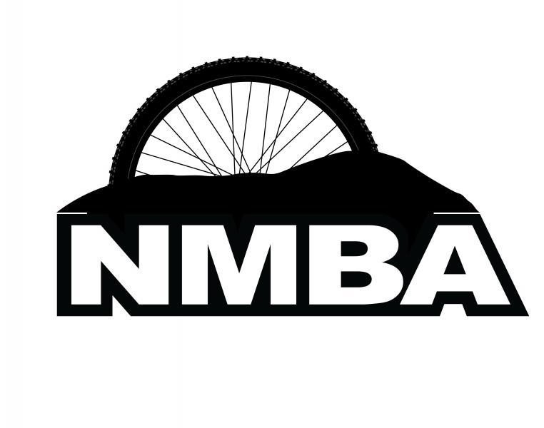 Logo featuring the letters "NMBA" in bold white text with a stylized mountain silhouette above a bicycle wheel, set against a plain background.