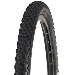 Bontrager XDX TLR: A close-up view of a black mountain bike tire showing its tread pattern and sidewall details, with the focus on the knobby surface designed for traction on various terrains.
