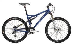 Gary Fisher HiFi Pro: A blue mountain bike with a lightweight frame, front suspension fork, and thick knobby tires, displayed against a white background.