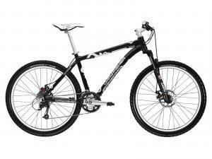 Gary Fisher Marlin Disc: A black and white mountain bike with a sleek design, featuring disc brakes, a sturdy frame, and a geometric style suitable for off-road trails. The bike has a comfortable seat and thick tires for optimal performance.