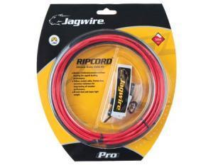 Jagwire Ripcord Brake Kits: Red bicycle brake cable kit packaged in a yellow and black blister pack, featuring the Jagwire logo and labeled as "RIPCORD."