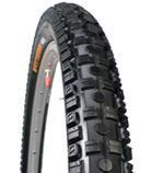 Kenda Tinker Juarez Dred Tread Tires: Close-up of a black mountain bike tire showcasing its tread pattern and sidewall design, highlighting its ruggedness for off-road use.