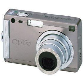 Pentax Optio 5si: A compact digital camera with a silver and gray design, featuring a lens, flash, and several buttons on the top and back for operation. The camera is labeled "Optio" and includes a prominent zoom lens.
