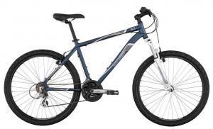 Raleigh Talus 3.0: A blue and silver mountain bike with a sleek design, featuring a sturdy frame, front suspension, and knobby tires suitable for off-road terrain. The bike has a standard seat and handlebars, positioned for comfort and control.