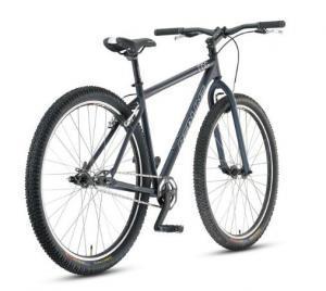 Redline Monocog 29er: Mountain bike with a dark gray frame, knobby tires, and a simple design, positioned on a white background.