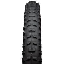 Specialized Chunder Pro XC: A close-up view of a black motorcycle tire with a tread pattern designed for off-road traction.