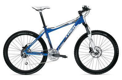 Trek 6500: A blue mountain bike with a sleek design, featuring a lightweight frame, front suspension, and disc brakes.