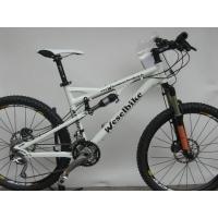 Weselbike AM120: Mountain bike with a white frame, featuring a dual suspension system, wide tires, and a front fork with a distinctive orange accent. The bike has a modern design, adjustable seat, and is positioned against a plain background.
