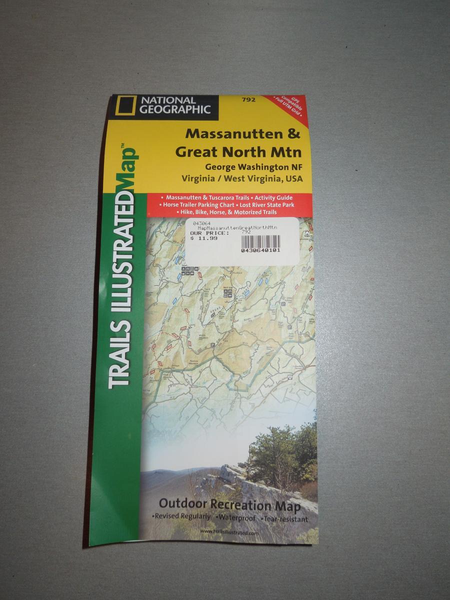 Trails Illustrated National Geographic Massanuten and Great North Mountain: A National Geographic Trails Illustrated Map for Massanutten and Great North Mountain, featuring outdoor recreation details for George Washington National Forest in Virginia and West Virginia. The map includes hiking, biking, horse, and motorized trail information and is labeled as waterproof and tear-resistant. The front cover displays a map with various trails and an activity guide.