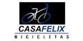 Logo of Casa Felix Bicicletas featuring a simple line drawing of a bicycle above the text "CASAFELIX" and "BICICLETAS," all in a modern font.