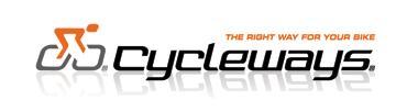 Logo of Cycleways, featuring a stylized cyclist icon in orange and the word "Cycleways" in bold black font. The tagline reads "The Right Way for Your Bike."