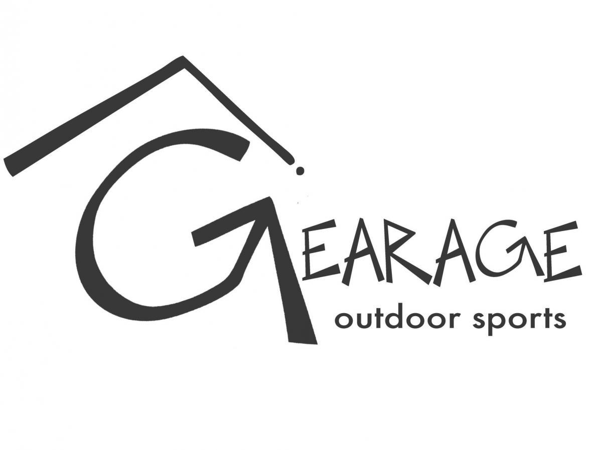 Logo for Gearage, an outdoor sports company, featuring the stylized letter "G" and the word "outdoor sports" in a modern font. The design includes a simple roof graphic above the text.
