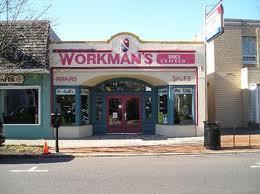 Exterior view of a storefront labeled "WORKMAN