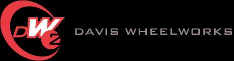 Logo of Davis Wheelworks, featuring the letters "DW" in a stylized design, accompanied by the full name "Davis Wheelworks" in a modern font on a black background.