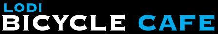 Logo for Lodi Bicycle Cafe, featuring the name "Lodi" in blue and "Bicycle Cafe" in white against a black background.