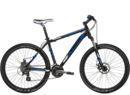 Trek 3700: Mountain bike with a blue and black frame, front suspension, and disc brakes.