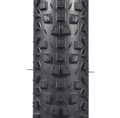 Wtb Nine Line: Close-up view of a bike tire tread featuring a rugged design with angular patterns and deep grooves, ideal for off-road traction.