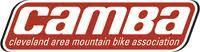 Logo of the Cleveland Area Mountain Bike Association (CAMBA), featuring the acronym "CAMBA" in bold white letters on a red background, along with the full name of the association below.