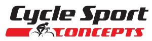 Logo of Cycle Sport Concepts, featuring a bicycle graphic and the text "Cycle Sport" in bold black letters above "CONCEPTS" in red.
