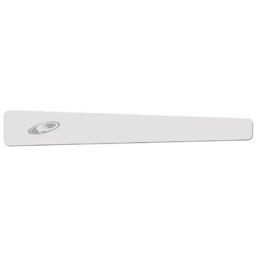 Lizard Skins Clear Skin Chainstay Protector: A sleek, elongated white board with rounded edges, featuring a small logo on one end.