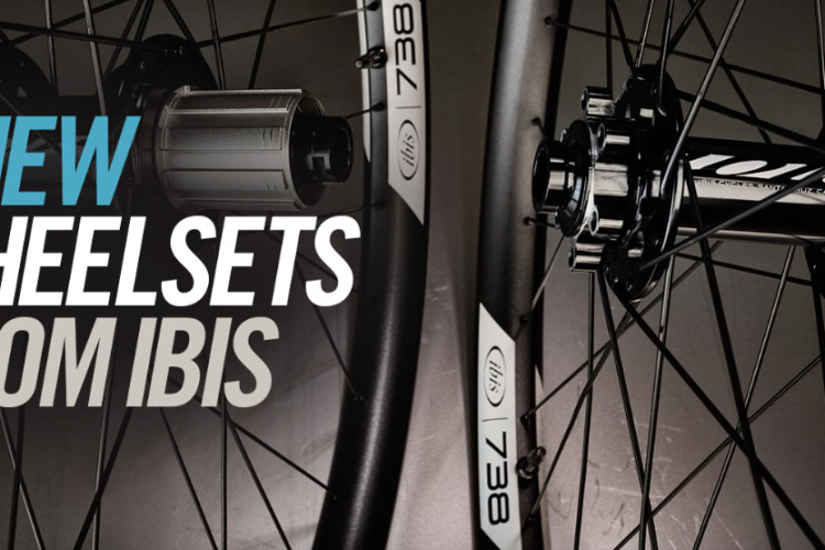 Image of two bicycle wheelsets from Ibis, showcasing detailed hub designs and rims, with the text "6 New Wheelsets from Ibis" prominently displayed.