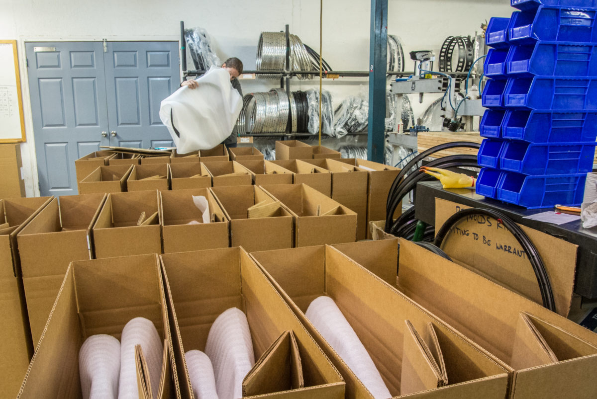 Finished wheels getting boxed up to be shipped (photo: Aaron Chamberlain)