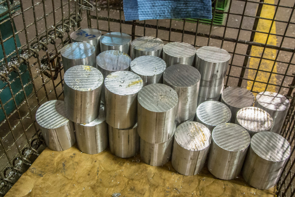 The bar stock cut into hub-sized blanks (photo: Aaron Chamberlain)