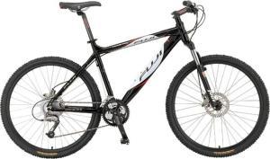 Fuji Tahoe Pro: A black mountain bike with a sleek design, featuring disc brakes, wide tires, and a lightweight frame. The bike has a sporty look, with a white and red accent on the frame.