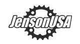 Logo of JensonUSA featuring the brand name in bold letters alongside a bicycle chainring symbol, all in black and white.