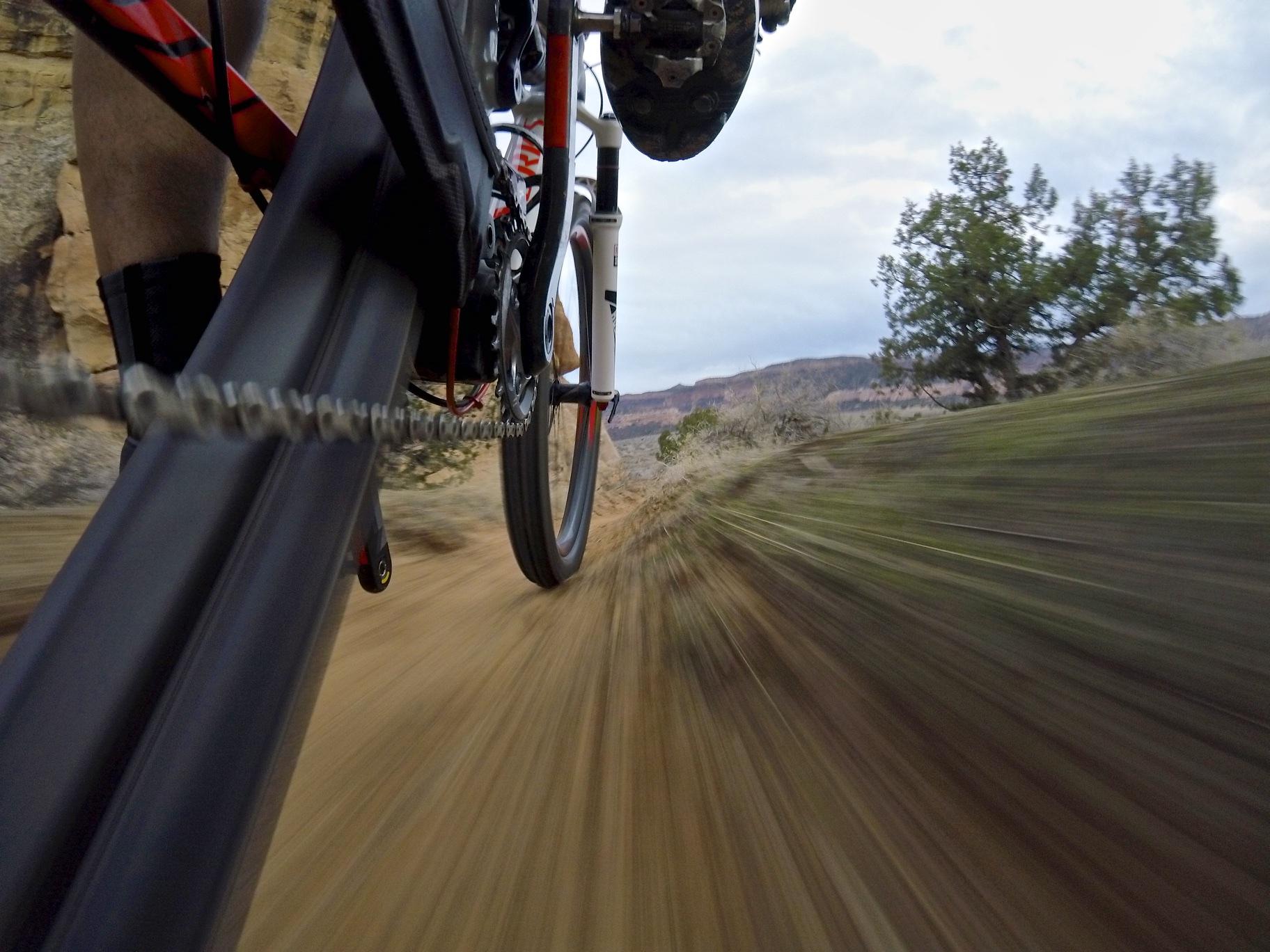 A close-up view of a mountain bike