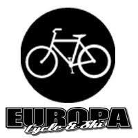Logo of Europa Cycle & Ski featuring a simple white bicycle silhouette on a black circular background, with the text "EUROPA Cycle & Ski" in bold, stylized font below.