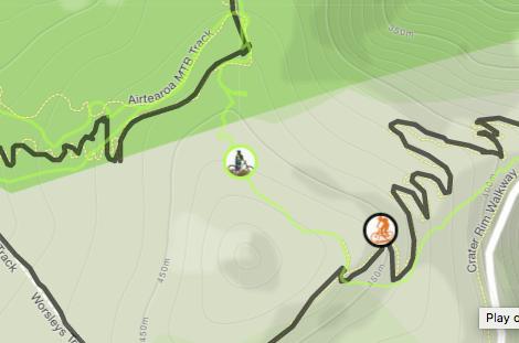 Santa Cruz Bronson C: Map showing the Airtendo MTB track with indicated pathways and topographical features, including elevation contours and points of interest.