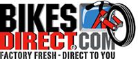 Logo of BikesDirect.com featuring the brand name in bold red letters with a stylized bike wheel graphic. The tagline "Factory Fresh - Direct to You" is displayed below the name.