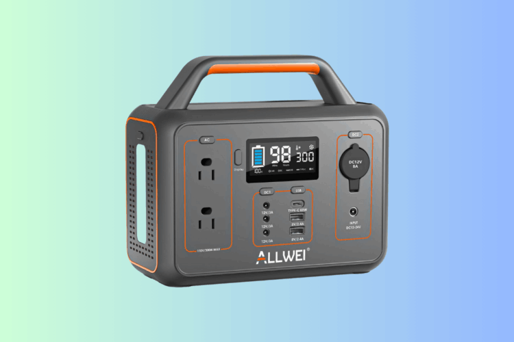 ALLWEI Portable Power Station 300W, 280Wh Solar
