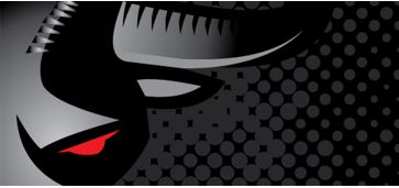 Black and red stylized bull graphic on a dotted gray background, featuring a prominent bull