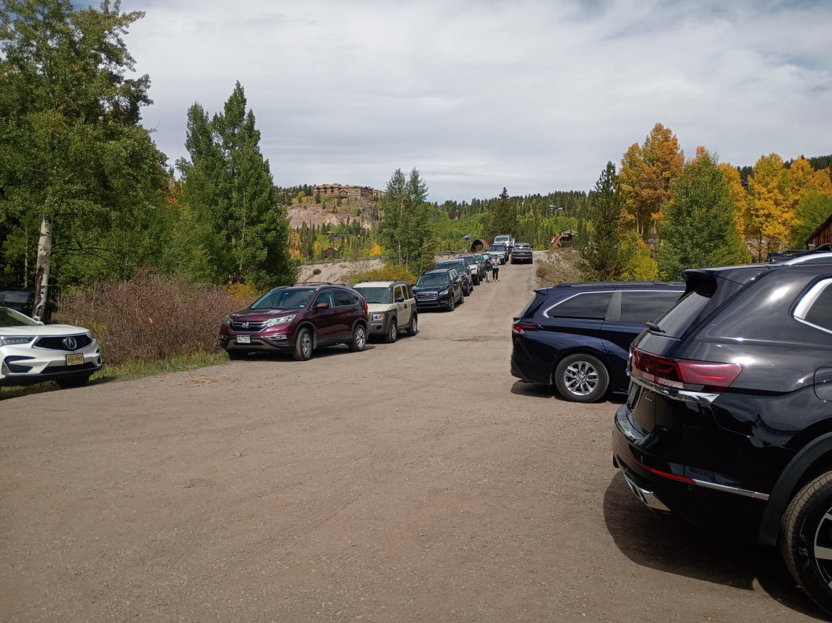 Trailhead crowding at the Aspen Alley trail in Breckenridge, CO