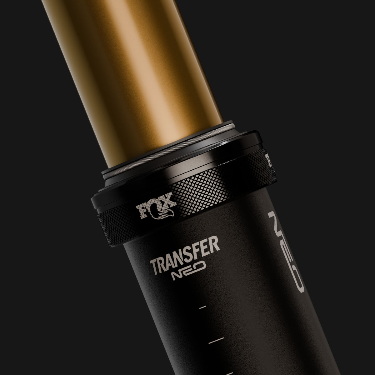 Fox Transfer Neo E-Optimized post taps e-bike battery, offers up to 240mm drop